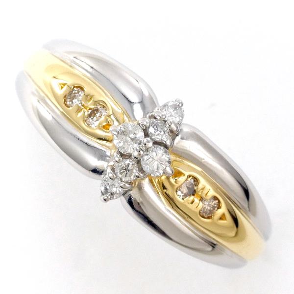 PT850 プラチナ K18YG リング 指輪 12号 ダイヤ 0.17 総重量約3.5g  