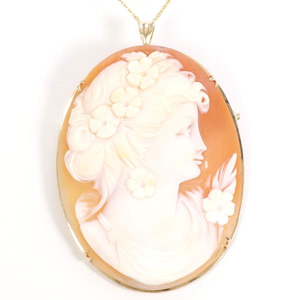 K18 18金 YG イエローゴールド ネックレス ブローチ シェルカメオ 総重量約13.6g 約40cm 中古ジュエリーの通販は