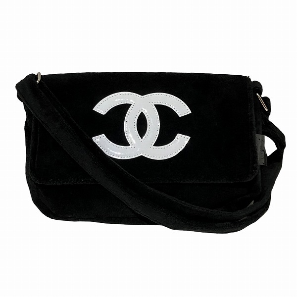 シャネル CHANEL ココマーク ブラック×ホワイト パイル生地 バッグ 