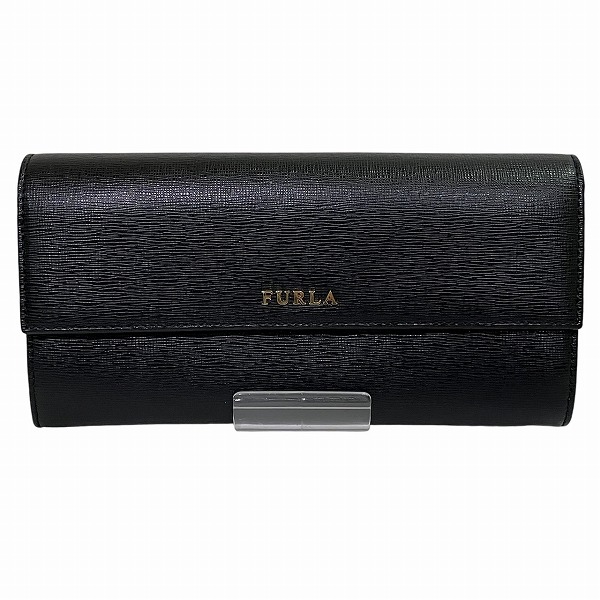 フルラ FURLA ブラック レザー 2つ折り財布 ユニセックス【中古】