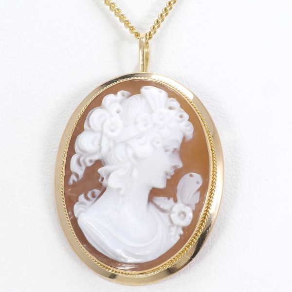 K18 18金 YG イエローゴールド ネックレス ブローチ シェルカメオ 総  