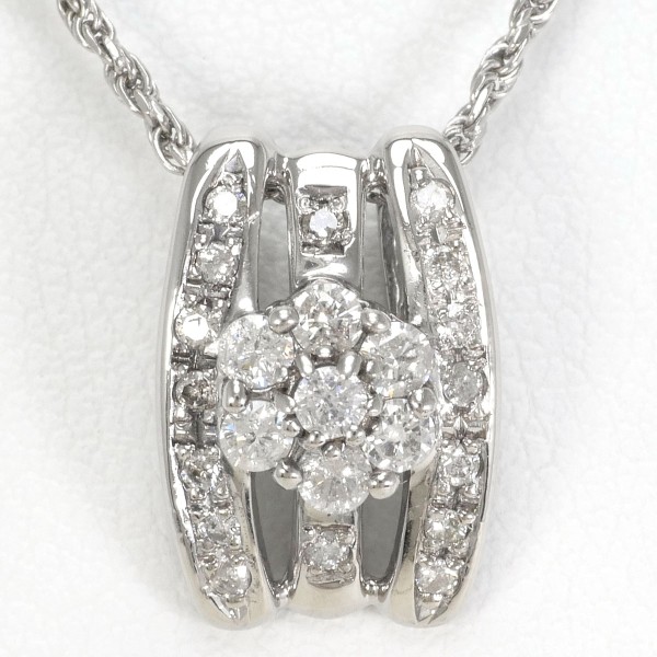 K14 14金 WG ホワイトゴールド ネックレス ダイヤ 0.32 総重量約3.9g 
