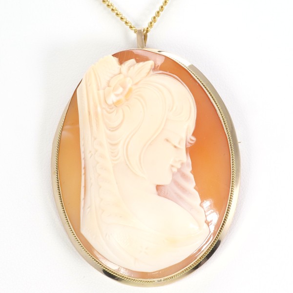 K18 18金 カメオ ペンダントトップ 3.2g K18 カメオ 女性像 ペンダント