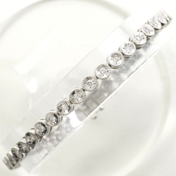 K18 18金 WG ホワイトゴールド ブレスレット ダイヤ 0.50 カード鑑別書 総重量約10.0g 約18cm 中古ジュエリーの通販は