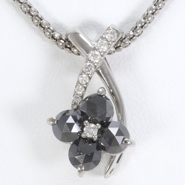 ブラックダイヤモンド K18 750 ホワイトゴールド ネックレス 美品 k18