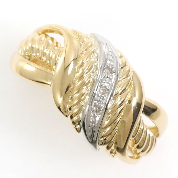 PT900 プラチナ K18YG リング 指輪 14.5号 ダイヤ 総重量約4.1g 中古  