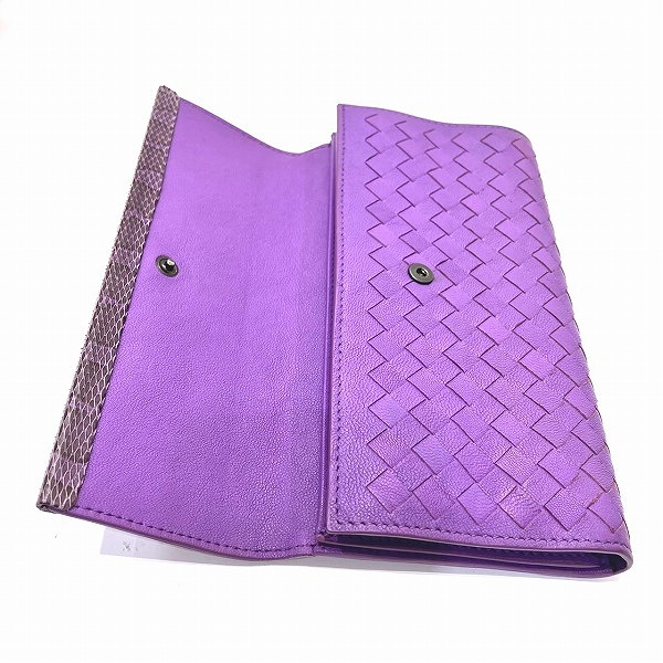 ボッテガ・ ヴェネタ イントレチャートパープル レザー 2つ折り財布 長財布 ユニセックス【中古】_7