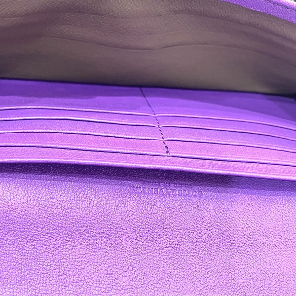 ボッテガ・ ヴェネタ イントレチャートパープル レザー 2つ折り財布 長財布 ユニセックス【中古】_8