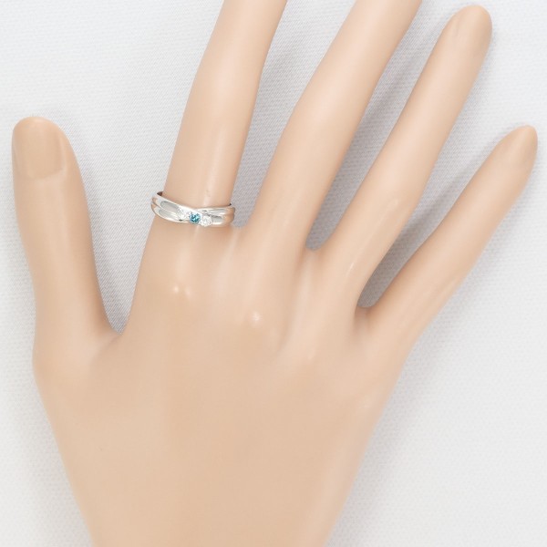 リング PT900 プラチナ 指輪 12号 ダイヤ ブルーダイヤ 計0.15 総重量約7.5g