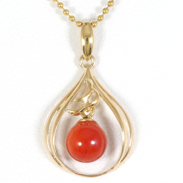 サンゴ 珊瑚 ネックレス K18 18金