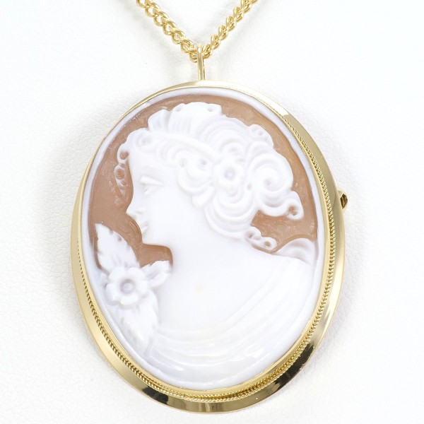 K18】18金カメオデザイン ネックレス ゴールドシェルカメオイタリア