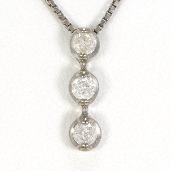 K18 18金 WG ダイヤモンド ネックレス ホワイトゴールド D0.21ct 1.8g