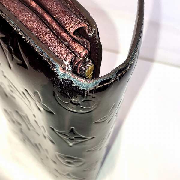 LOUIS VUITTON エナメルレザー 長財布 ダークブラウン