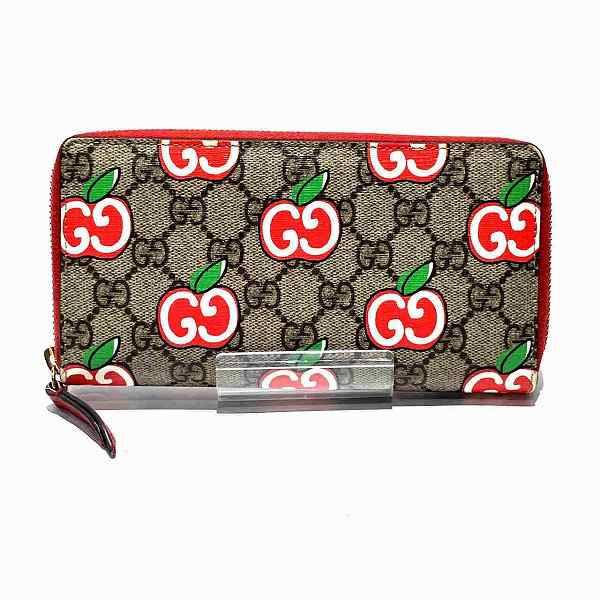 グッチ GUCCI GGスプリーム GGアップルコレクション ラウンドウォレット 624880 長財布 レディース【中古】