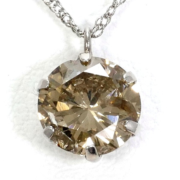 PT900 プラチナ PT850 ネックレス ブラウンダイヤ 0.75 総重量約1.0g 