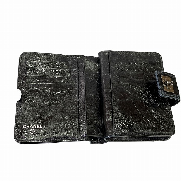 B*-様 CHANEL シャネル　【良品】 ブラックレザー 二つ折り財布 シャネル CHANEL 2.55 ヴィンテージ ブラック レザー 財布 2つ折り財布