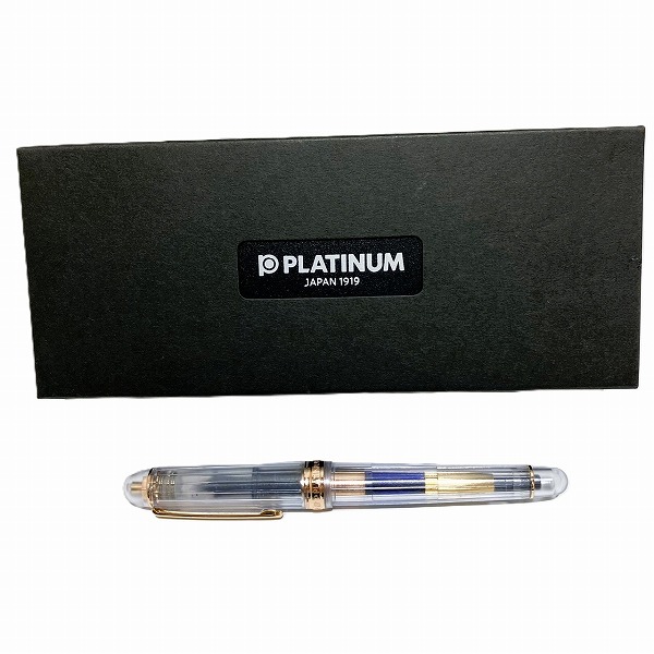 プラチナ 3776 スケルトン ブルー系 14K 刻印あり ブランド小物 万年筆 ユニセックス【中古】の通販は 14,108円