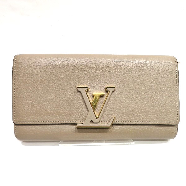 ルイヴィトン Louis Vuitton ポルトフォイユ・カプシーヌ M61249 ベージュ 長財布 2つ折り財布 レディース【中古】