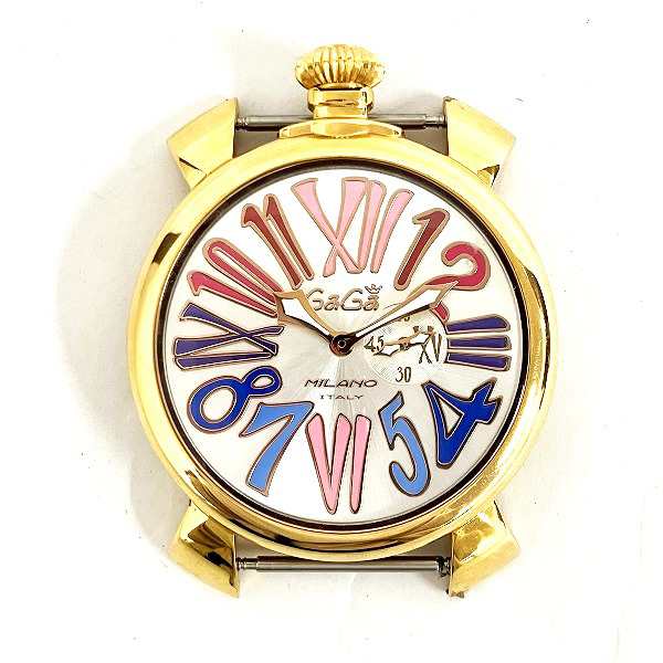 販サイトガガミラノ マヌアーレ スリム 46ｍｍ ゴールド 正規稼働品 クオーツ腕時計 時計