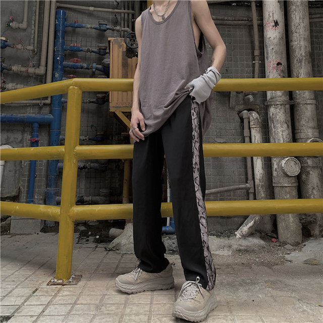 パンツ 黒 ワイドパンツ ゆったりパンツ レディース メンズ パンツ リラックス スポーツ ボトムス パイソン柄 ズボンの通販はau Pay マーケット Love Ride おしゃれセレクトショップ