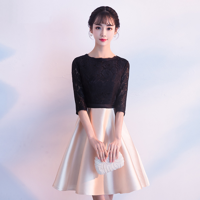 パーティードレス 結婚式 二次会 ワンピース 大きいサイズ 小さいサイズ バイカラー Aライン 七分袖 お呼ばれ ミニ丈 黒の通販はau Pay マーケット Love Ride おしゃれセレクトショップ