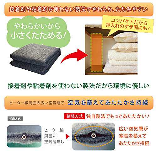 広電(KODEN) ホットカーペット 3畳 グレー 消臭 小さく畳める 省エネ