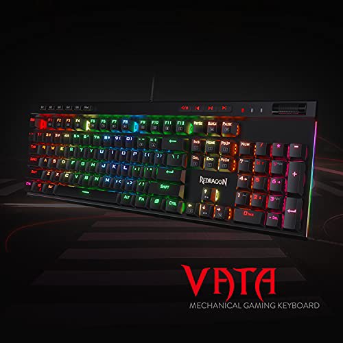 Redragon K580 青軸 ゲーミングキーボード メカニカルキーボード VATA RGB LEDバックライト 104キー衝突なし 5キーマクロ記録機能 メディ