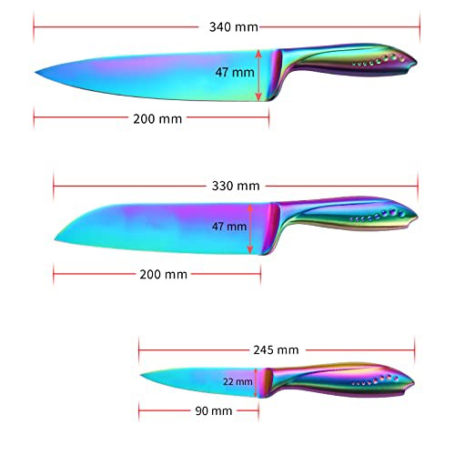 韻yin 包丁 レインボー 牛刀/三徳/ペティナイフ 3pcsセット 包丁セット