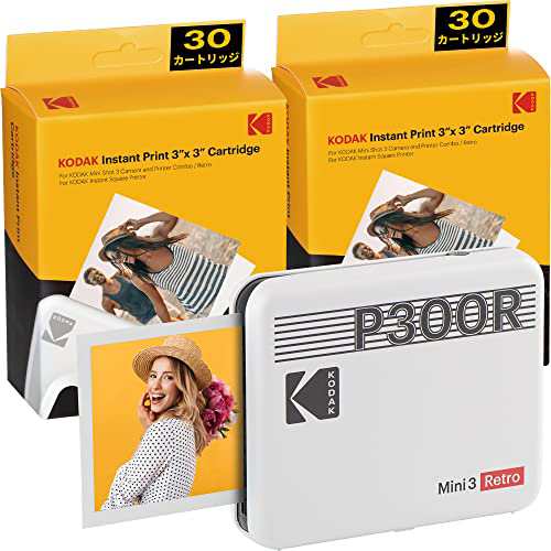 コダック（Kodak）Mini 3レトロ スマホプリンター／インスタントプリンター／チェキプリンター［ホワイト／写真3ｘ3インチ］プリンター +の通販は 14,560円