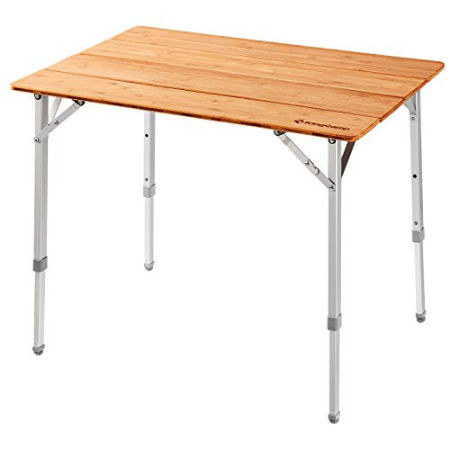 KingCamp キャンプ テーブル 折りたたみ バンブーテーブル アウトドア 100*65cm 3段階高さ調整可能 折り畳み机 コンパクト 4折 ロールテの通販は