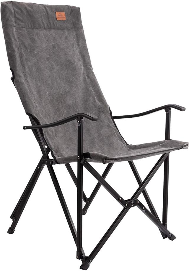 キャンピングムーン ハイバックチェア キャンプ アームチェア 折畳チェア リラックスチェア グレー色 ロングサイズ F-1001C-H キャンピングムーン ハイバックチェア キャンプ アームチェア 折畳