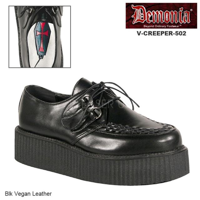 DEMONIA(デモニア) V-CREEPER-502 ラバーソールシューズ 厚底靴 黒 ブラック パンク ロカビリー バンド ライブ メンズ／ユニセックス