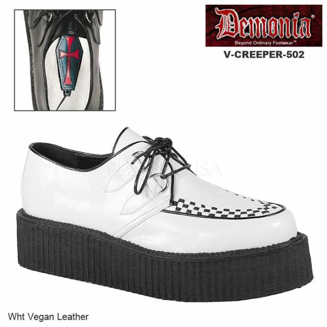 DEMONIA(デモニア) V-CREEPER-502 ラバーソールシューズ 厚底靴 白 ホワイト パンク ロカビリー バンド ライブ  メンズ／ユニセックス｜au PAY マーケット