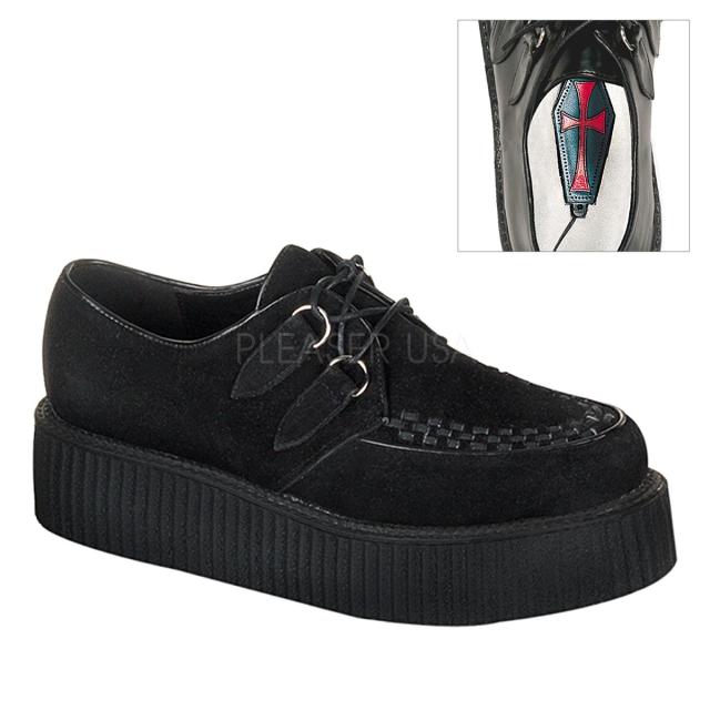 DEMONIA CREEPER-402S ラバーソール パンク ロカビリーシューズ 厚底 スウェード黒 デモニア #Men's/Unisex◆取り寄せ