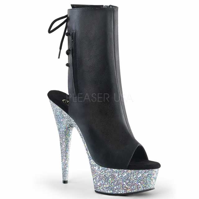 Pleaser DELIGHT-1018LG 6inch Heel 1 3/4inch PF Open Toe/Heel Ankle Boot Side Zip◆取り寄せ