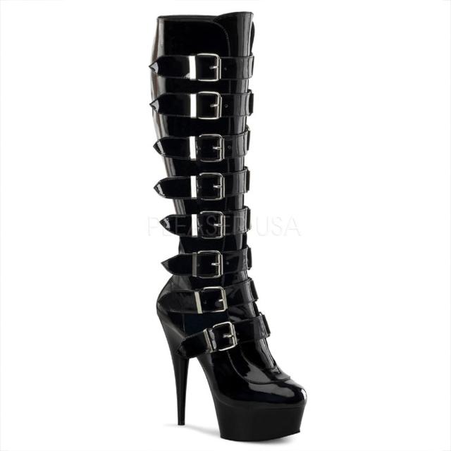 Pleaser DELIGHT-2049 6inch Heel, 1 3/4inch PF Buckled Knee BT, Side Zip◆取り寄せ