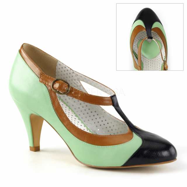 PIN UP COUTURE (Pleaser) PEACH-03 Tストラップパンプス トリコロール 3色 ミント◆取り寄せの通販は 4,731円