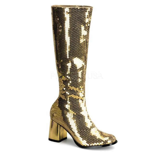 Bordello SPECTACUL-300SQ 3inch Block Heel Sequins Knee Boot◆取り寄せ