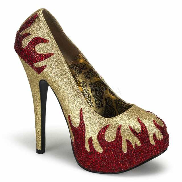Bordello TEEZE-27 5 3/4inch Concealed Platform Pump W/Rhinestone Flames◆取り寄せの通販は