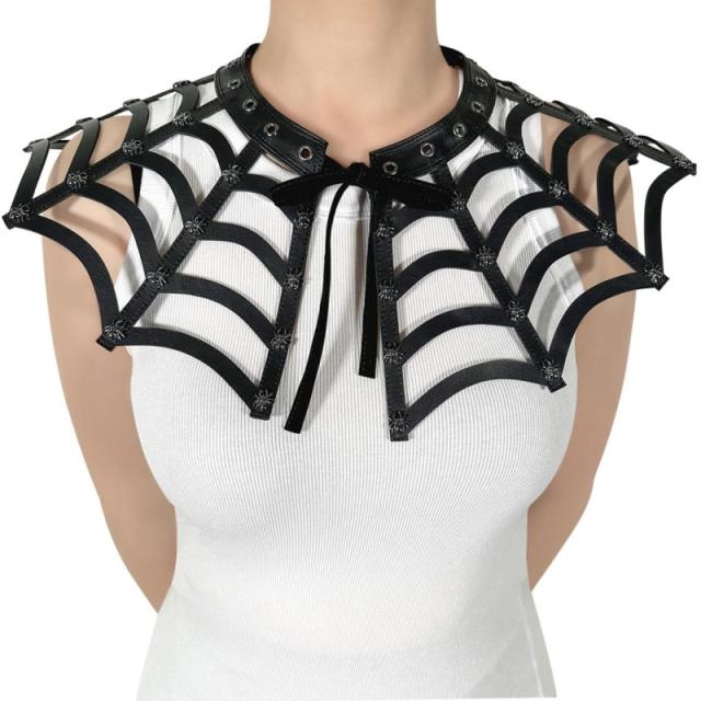 Demonia DA-213 Faux Leather Spiderweb Cut Out Collar◆取り寄せ