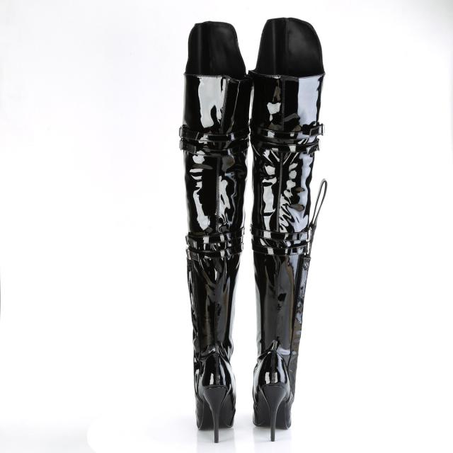 Pleaser(プリーザー) SEDUCE-3080 ウィップ＆ウィップホルダー付きサイハイブーツ 女王様ブーツ エナメル黒◆取り寄せ_3