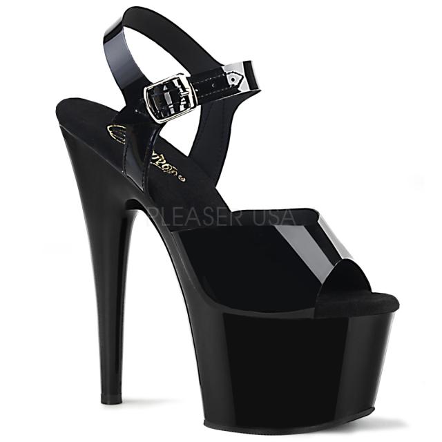 Pleaser(プリーザー) ADORE-708N アンクルストラップサンダル 厚底サンダル 黒 ブラックTPU 7inch Heel, 2 3/4inch PF◆取り寄せ