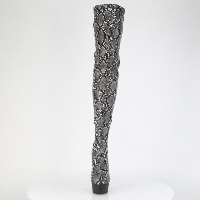 Pleaser(プリーザー) DELIGHT-3008SP-BT ヘビ柄 厚底サイハイブーツ　タン-ブラウンスネークプリント／黒◆取り寄せ Pleaser(プリーザー) DELIGHT-3008SP-BT ヘビ柄 厚底サイハイブーツ