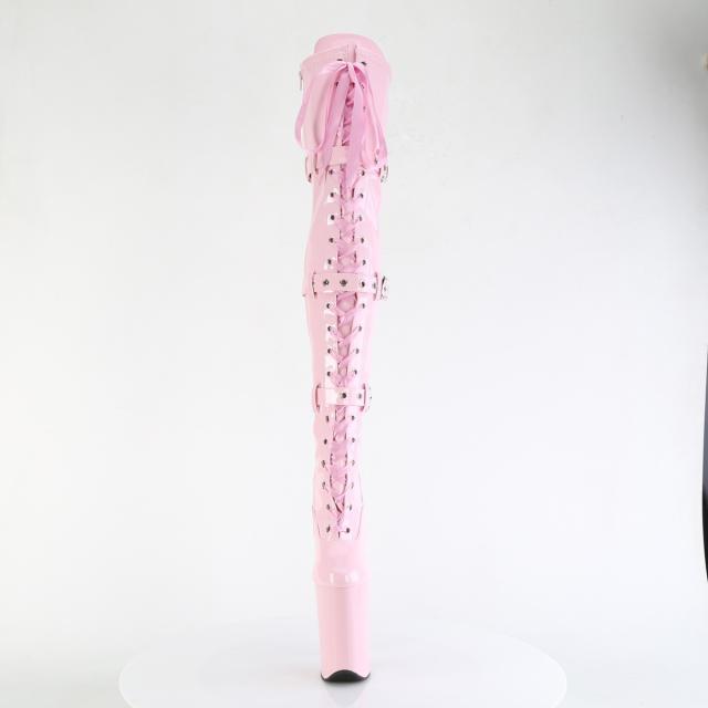 Pleaser(プリーザー) INFINITY-3028 トリプルバックルストラップ 超厚底サイハイブーツ サイドZIP ベビーピンク◆取り寄せ_1