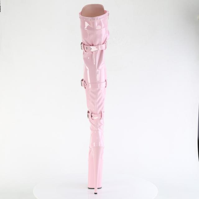 Pleaser(プリーザー) INFINITY-3028 トリプルバックルストラップ 超厚底サイハイブーツ サイドZIP ベビーピンク◆取り寄せ_3