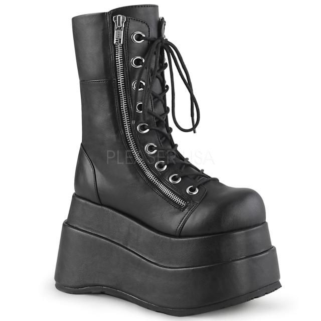 Demonia BEAR-265 4 1/2inch Tiered PF Lace-Up Mid-Calf Boot, Inner & Outer Zip◆取り寄せ