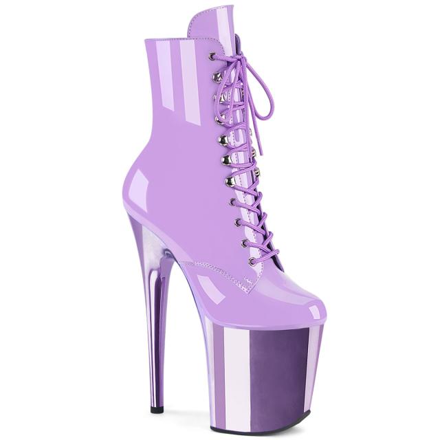 Pleaser(プリーザー) FLAMINGO-1020 フラミンゴ 厚底ショートブーツ 8インチ(約20cm)ヒール ラベンダー／ラベンダークローム◆取り寄せの通販は