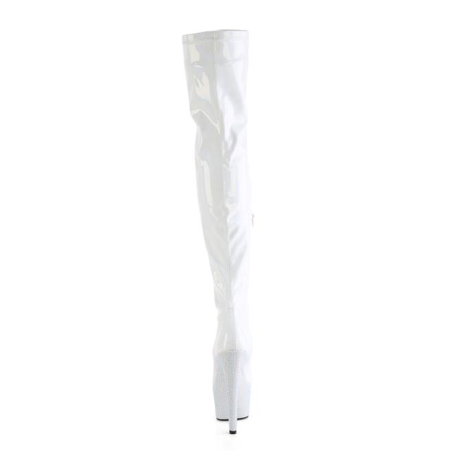 Pleaser(プリーザー) BEJEWELED-3000-7 生産ライン石ころ厚底サイハイブーツ ホワイトホロ／白いことRS◆取り寄せ