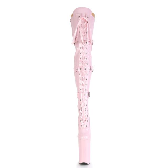 Pleaser(プリーザー) BEYOND-3028 サイハイブーツ ロングブーツ 25cmヒール ひざ上 エナメルベビーピンク バーレスク◆取り寄せ_1
