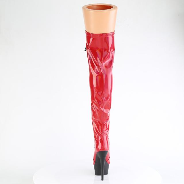 Pleaser(プリーザー) DELIGHT-3029 厚底 レースアップオーバーニーブーツ アウターZIP レッドホログラム／ブラック◆取り寄せ_3